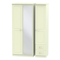 Cottage 3 Door 2 Small Drawers Mirrored Wardrobe